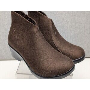 Alegria Boots Womens 37 US 7 Nadya Ankle Booties Brown Faux Suede Wedge Fleece